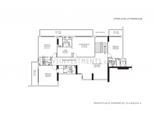 DLF Crest Floor Plan, Tower Block A, Unit Number 3 and 4, 6410 Square Feet, 5 Bedroom Penthouse Upper Level on Top Floor