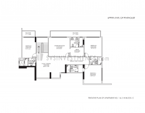DLF Crest Floor Plan, Tower Block C, Unit Number 1 and 2, 6288 Square Feet, 5 Bedroom Penthouse Upper Level on Top Floor