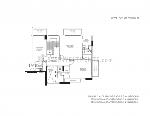 DLF Crest Floor Plan, Tower Block F, Unit Number 1 and 2, 4953 Square Feet, 4 Bedroom Penthouse Upper Level on Top Floor