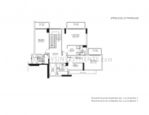 DLF Crest Floor Plan, Tower Block F, Unit Number 3 and 4, 4498 Square Feet, 4 Bedroom Penthouse Upper Level on Top Floor