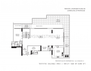 DLF Crest Floor Plan, Tower Block C, Unit Number 1 and 2, 6288 Square Feet, 5 Bedroom Penthouse Lower Level on Top Floor